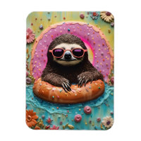 Sloth Chilling in einem Floating Donut Funny Colla