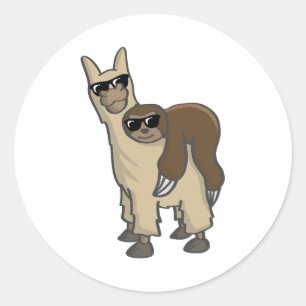 Sloth Chills on Lama Alpaca Cooles Geschenk Runder Aufkleber