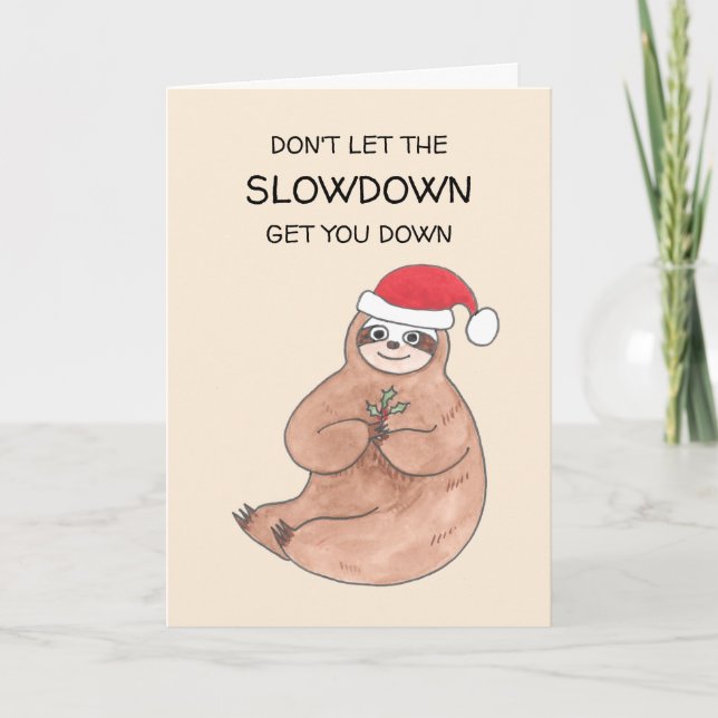 Sloth Christmas Card Feiertagskarte (Vorderseite)
