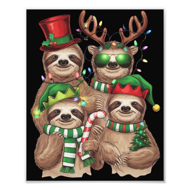 Sloth Christmas Merry Slothmas Sloth Lover Geschen Fotodruck (Vorne)