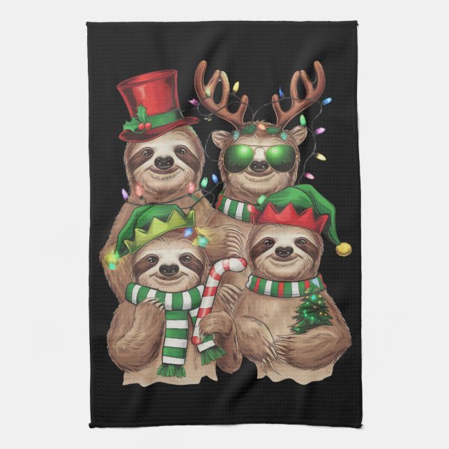 Sloth Christmas Merry Slothmas Sloth Lover Geschen Geschirrtuch (Vertikal)