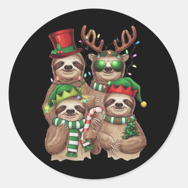 Sloth Christmas Merry Slothmas Sloth Lover Geschen Runder Aufkleber (Vorderseite)