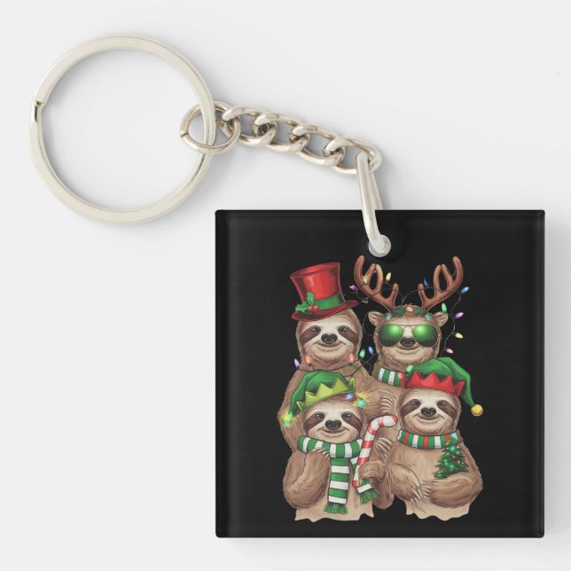 Sloth Christmas Merry Slothmas Sloth Lover Geschen Schlüsselanhänger (Vorderseite)