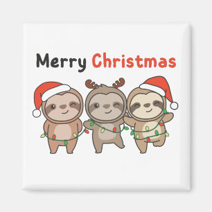 Sloth Christmas Niedlich Sloths Frohe Weihnachten Magnet
