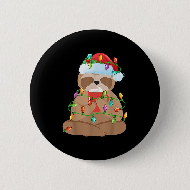 Sloth Christmas Shirt For Boys Girls Kids Lights S Button (Vorderseite)