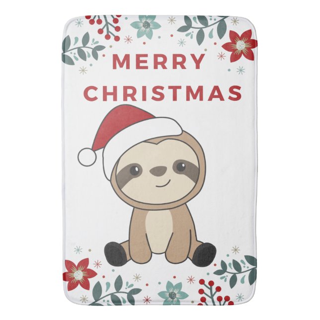 Sloth Christmas Snow Winter Animals Sloths Bath Ma Badematte (Vorderseite Vertikal)