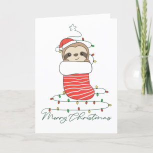 Sloth Christmas Snow Winter Animals Sloths Coffee Feiertagskarte