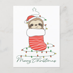 Sloth Christmas Snow Winter Animals Sloths Coffee Feiertagspostkarte