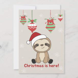 Sloth Christmas Snow Winter Animals Sloths Holiday Feiertagskarte