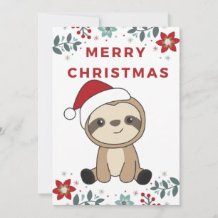 Sloth Christmas Snow Winter Animals Sloths Holiday Feiertagskarte