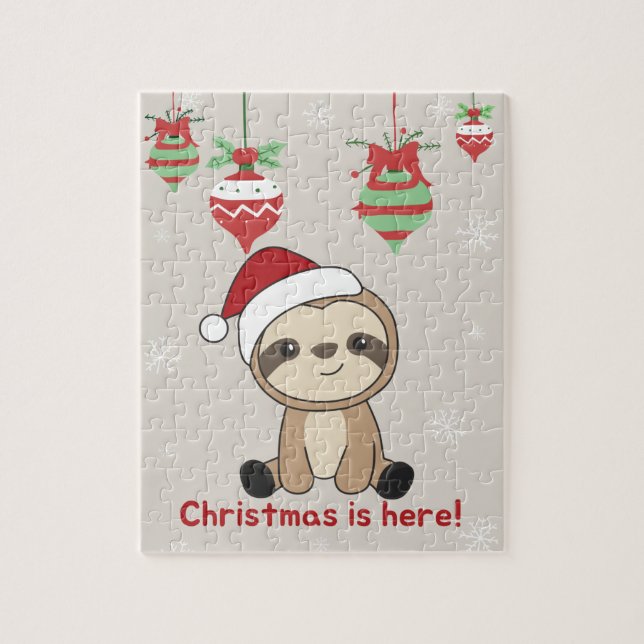 Sloth Christmas Snow Winter Animals Sloths Jigsaw Puzzle (Vertikal)