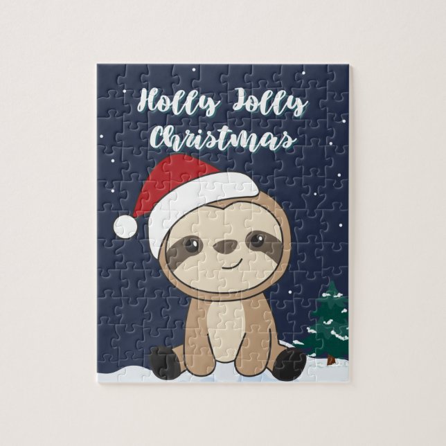 Sloth Christmas Snow Winter Animals Sloths Jigsaw Puzzle (Vertikal)