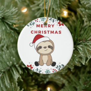 Sloth Christmas Snow Winter Animals Sloths Keramik Keramik Ornament