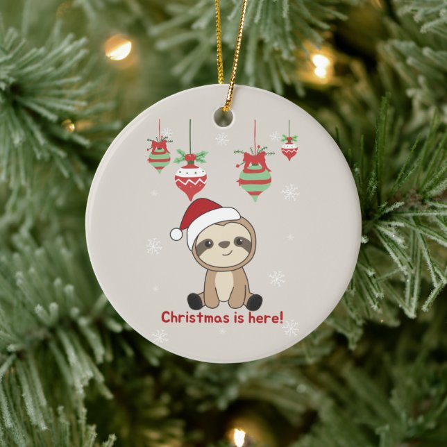 Sloth Christmas Snow Winter Animals Sloths Keramik Keramik Ornament (Baum)