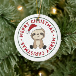 Sloth Christmas Snow Winter Animals Sloths Keramik Ornament<br><div class="desc">Der Faultier für Weihnachten mit Lichtern aus Märchen. Hübsche Tiere mit Geschenken und Schnee für den Urlaub. Auch lustig für Weihnachten im Juli. Slots sind niedliche Tiere und perfekt zu Weihnachten.</div>
