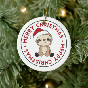Sloth Christmas Snow Winter Animals Sloths Keramik Ornament
