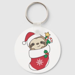 Sloth Christmas Snow Winter Animals Sloths Keychai Schlüsselanhänger