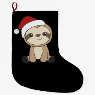 Sloth Christmas Snow Winter Animals Sloths Large C Großer Weihnachtsstrumpf