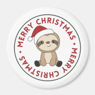 Sloth Christmas Snow Winter Animals Sloths Magnet