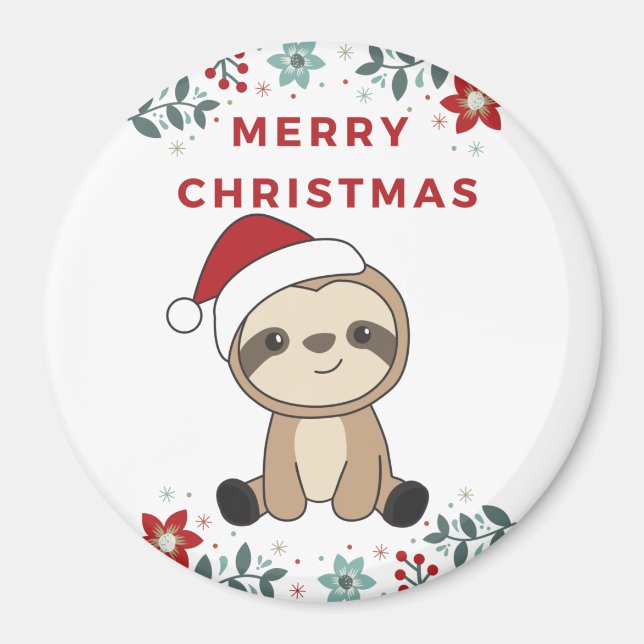 Sloth Christmas Snow Winter Animals Sloths Magnet (Vorne)