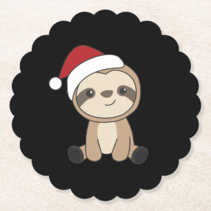 Sloth Christmas Snow Winter Animals Sloths Paper C Untersetzer