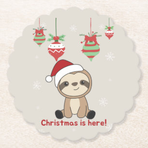 Sloth Christmas Snow Winter Animals Sloths Paper C Untersetzer
