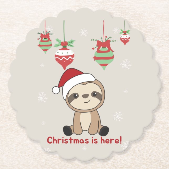 Sloth Christmas Snow Winter Animals Sloths Paper C Untersetzer (Vorderseite)