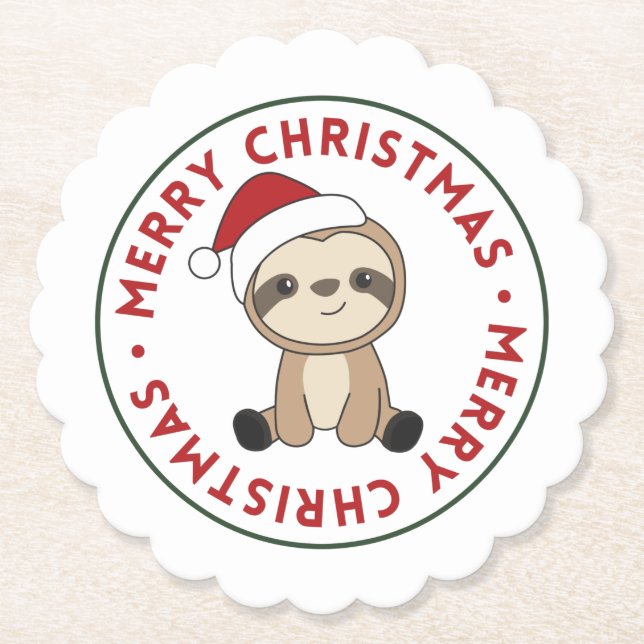 Sloth Christmas Snow Winter Animals Sloths Paper C Untersetzer (Vorderseite)