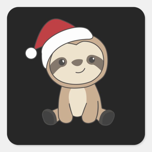 Sloth Christmas Snow Winter Animals Sloths Square Quadratischer Aufkleber (Vorderseite)
