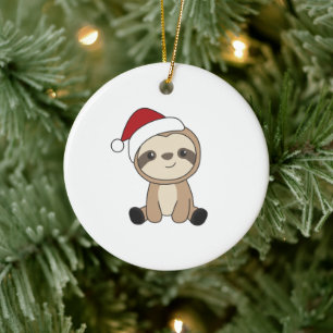 Sloth Christmas Snow Winter Animals Slots Keramik Ornament