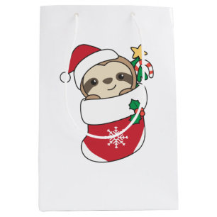 Sloth Christmas Snow Winter Animals Slots Mittlere Geschenktüte