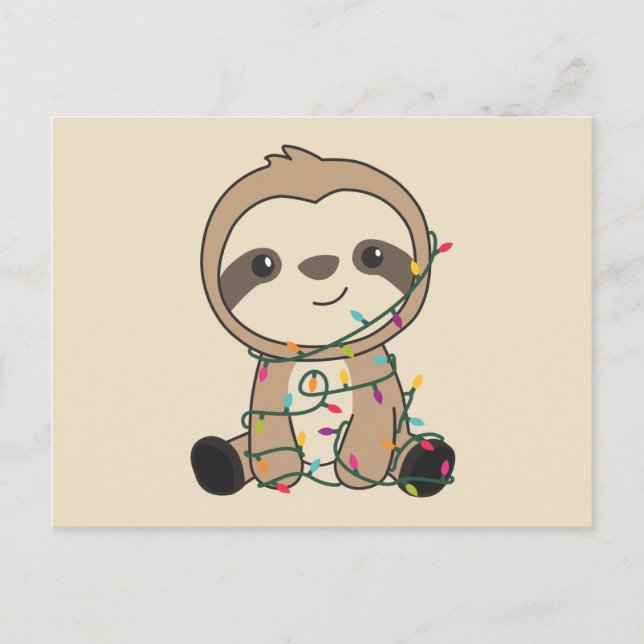Sloth Christmas Snow Winter Animals Slots Postcar Postkarte (Vorderseite)