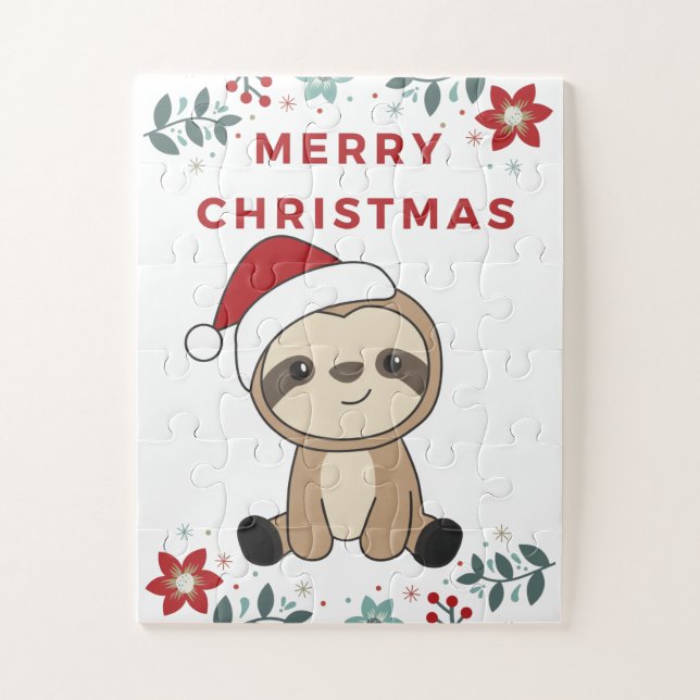 Sloth Christmas Snow Winter Animals Slots Puzzle (Vertikal)