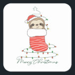 Sloth Christmas Snow Winter Animals Slots Quadratischer Aufkleber<br><div class="desc">Der Lustschwung mit sanfter Beleuchtung. Hübsche Tiere mit Geschenken und Schnee zu den Ferien. Auch lustig für Weihnachten im Juli. Fehler sind süße Tiere und perfekt zu Weihnachten.</div>