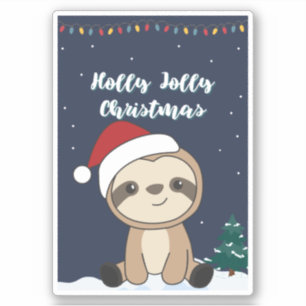 Sloth Christmas Snow Winter Animals Slots Sticker