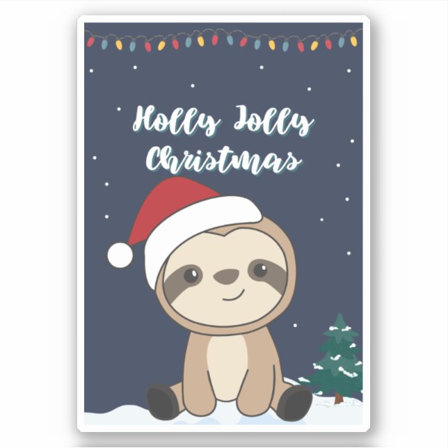 Sloth Christmas Snow Winter Animals Slots Sticker (Vorderseite)