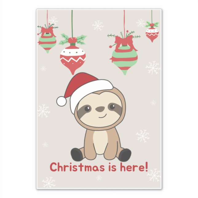 Sloth Christmas Snow Winter Animals Slots Sticker (Vorderseite)