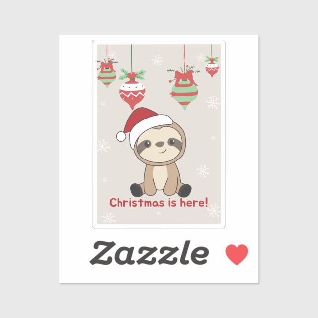 Sloth Christmas Snow Winter Animals Slots Sticker (Blatt)