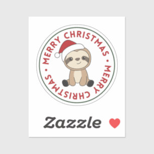 Sloth Christmas Snow Winter Animals Slots Sticker
