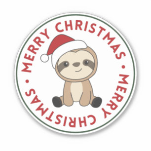 Sloth Christmas Snow Winter Animals Slots Sticker