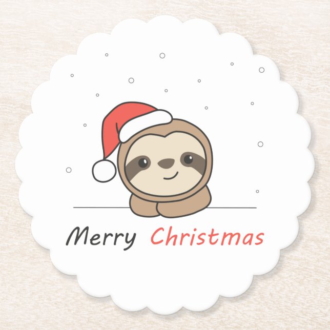 Sloth Christmas Snow Winter Animals Slots Untersetzer (Vorderseite)