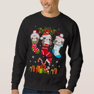 Sloth Christmas Sock Sloth Weihnachtsmannmütze Lig Sweatshirt