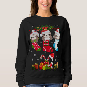 Sloth Christmas Sock Sloth Weihnachtsmannmütze Lig Sweatshirt