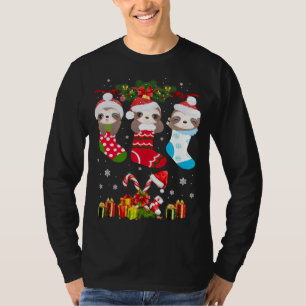 Sloth Christmas Sock Sloth Weihnachtsmannmütze Lig T-Shirt