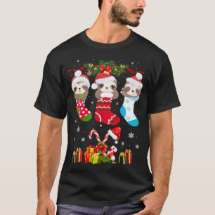 Sloth Christmas Sock Sloth Weihnachtsmannmütze Lig T-Shirt