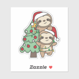 Sloth Christmas Tree Christmas Animals Sloths Aufkleber