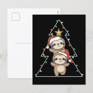 Sloth Christmas Tree Christmas Animals Sloths Hol Feiertagspostkarte