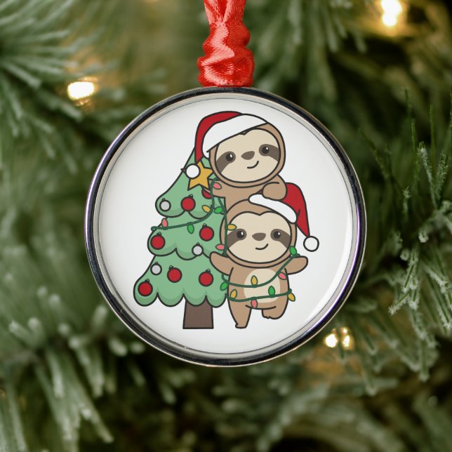Sloth Christmas Tree Christmas Animals Sloths Ornament Aus Metall (Baum)