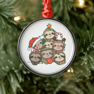Sloth Christmas Tree Funny Animal Christmas Cerami Ornament Aus Metall