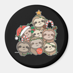 Sloth Christmas Tree Funny Animal Christmas Magnet